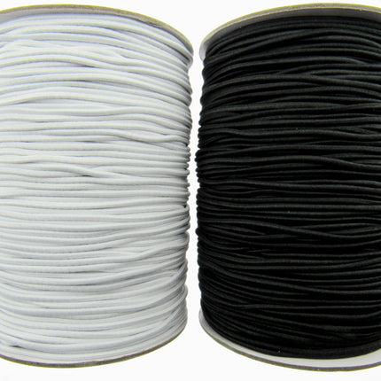 Thin Round Elastic - Best Quality and UK Made - 1mm/2mm/3mm in Black & White - ThreadandTrimmings