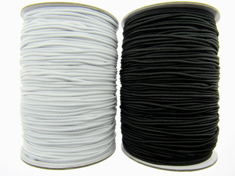 Thin Round Elastic - Best Quality and UK Made - 1mm/2mm/3mm in Black & White - ThreadandTrimmings