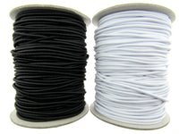 Round Thin Cord Elastic - 2.5mm Wide Black or White - Full Roll (50m) - UK Made