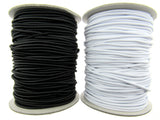Round Thin Cord Elastic - 2.5mm Wide Black or White - Full Roll (50m) - UK Made