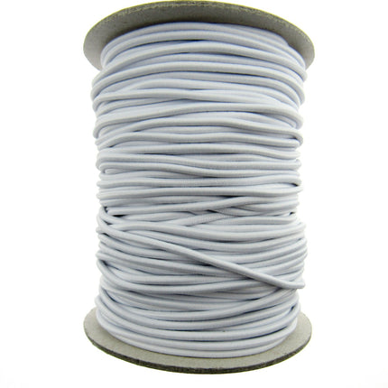 Round Thin Cord Elastic 2.5mm Wide Black or White Full Roll (50m) UK Made - ThreadandTrimmings