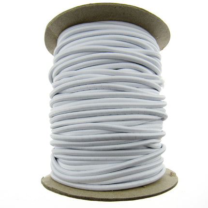Thin Round Stretchy Cord Elastic 3mm Black or White 50m Full Roll UK Made - ThreadandTrimmings