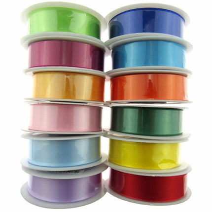 Satin Ribbon with Woven Edge - Single Sided -25mm - Satin Ribbon - 20 Meter Roll