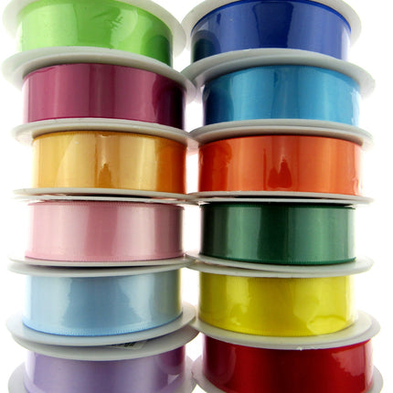 Satin Ribbon with Woven Edge - Single Sided -25mm - Satin Ribbon - 20 Meter Roll