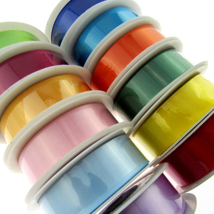 Satin Ribbon with Woven Edge - Single Sided -25mm - Satin Ribbon - 20 Meter Roll