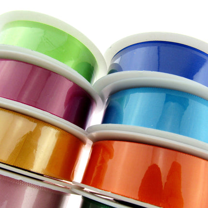 Satin Ribbon with Woven Edge - Single Sided -25mm - Satin Ribbon - 20 Meter Roll