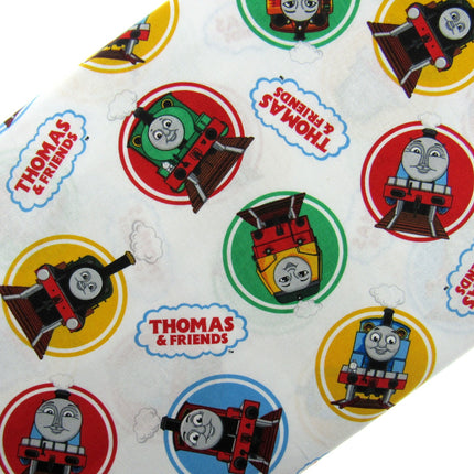 White Cotton Fabric with Colourful Classic Printed Thomas Train & Friends