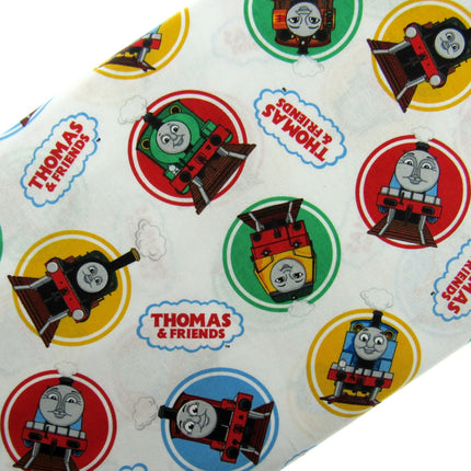White Cotton Fabric with Colourful Classic Printed Thomas Train & Friends