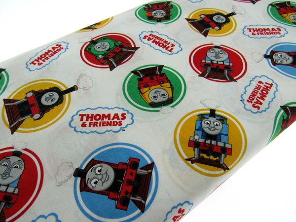 White Cotton Fabric with Colourful Classic Printed Thomas Train & Friends