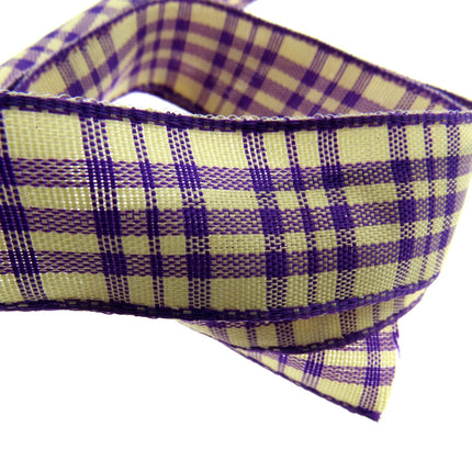 WIRED EDGE Plaid Tartan Ribbon - 5 Meters of 25mm Great for Floristry Bows - ThreadandTrimmings