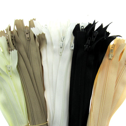 Closed End Nylon Zips - PEX Zips - 10 x zips with Metal Stopper - ThreadandTrimmings