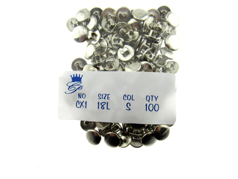 Silver Plastic Mini Buttons with Shank 100 Buttons 11.5mm CX1 CLEARANCE
