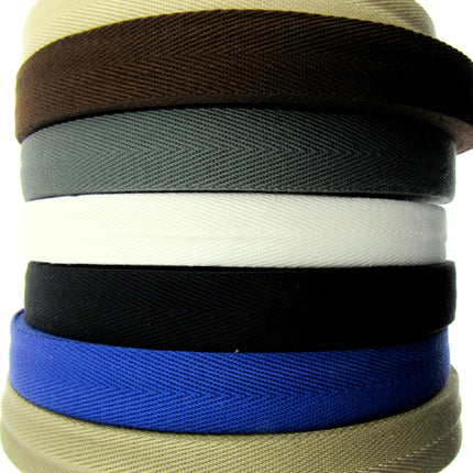 Soft Cotton Rich Herringbone Twill Webbing Strap For Bags - 25mm Wide - ThreadandTrimmings
