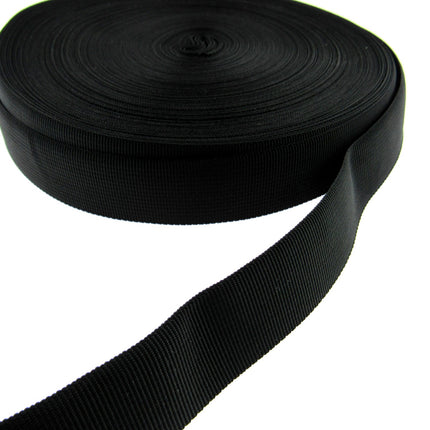 Curved Petersham For Low Waistline Skirts & Trousers - 25mm - Black or White - ThreadandTrimmings