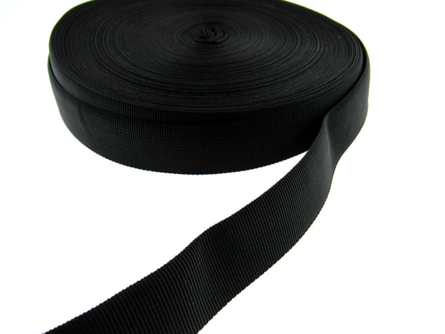 Curved Petersham For Low Waistline Skirts & Trousers - 25mm - Black or White - ThreadandTrimmings