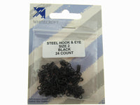 Black Steel Hook & Eye Size 2 - 24 Count/Set Pack - Whitecroft