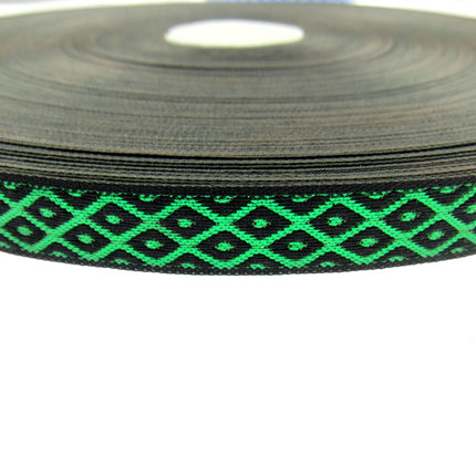 Ribbon Lurex Woven Edge Trim with Diamond Pattern - Nice For Christmas 5m x 12mm - ThreadandTrimmings