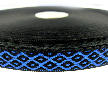 Ribbon Lurex Woven Edge Trim with Diamond Pattern - Nice For Christmas 5m x 12mm - ThreadandTrimmings