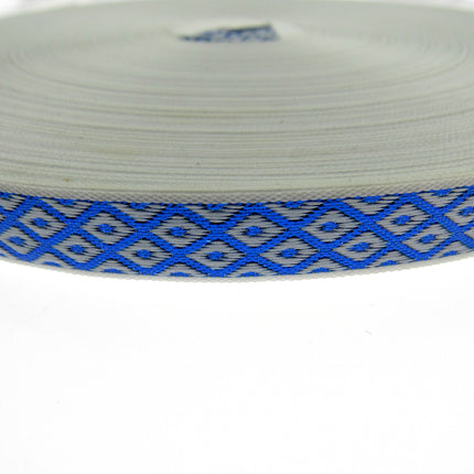 Ribbon Lurex Woven Edge Trim with Diamond Pattern - Nice For Christmas 5m x 12mm - ThreadandTrimmings