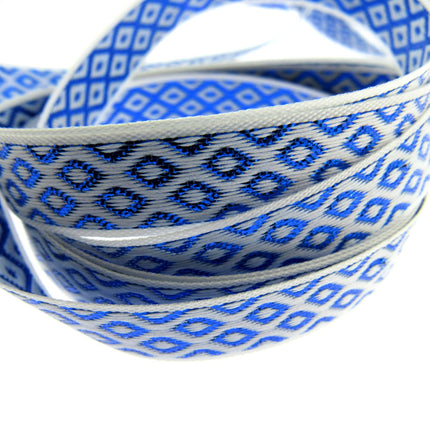 Ribbon Lurex Woven Edge Trim with Diamond Pattern - Nice For Christmas 5m x 12mm - ThreadandTrimmings