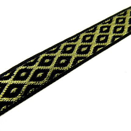 Ribbon Lurex Woven Edge Trim with Diamond Pattern - Nice For Christmas 5m x 12mm - ThreadandTrimmings