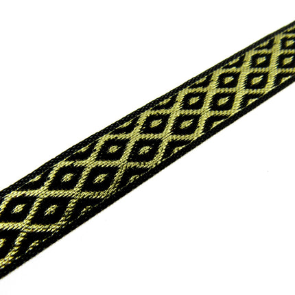 Ribbon Lurex Woven Edge Trim with Diamond Pattern - Nice For Christmas 5m x 12mm - ThreadandTrimmings