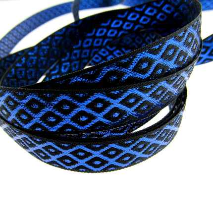 Ribbon Lurex Woven Edge Trim with Diamond Pattern - Nice For Christmas 5m x 12mm - ThreadandTrimmings