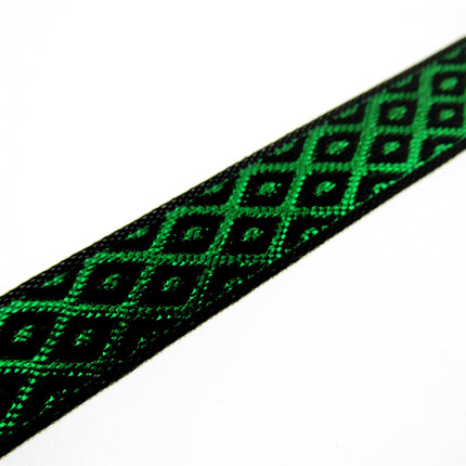 Ribbon Lurex Woven Edge Trim with Diamond Pattern - Nice For Christmas 5m x 12mm - ThreadandTrimmings