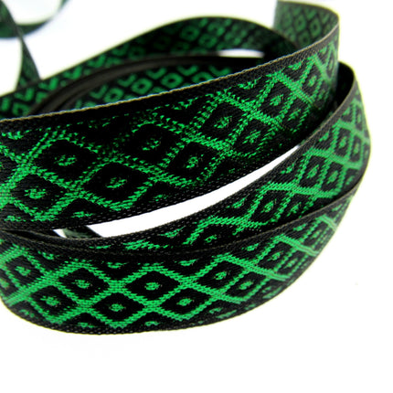 Ribbon Lurex Woven Edge Trim with Diamond Pattern - Nice For Christmas 5m x 12mm - ThreadandTrimmings