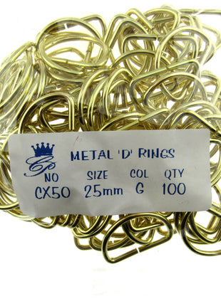 D Rings Metal Loops Buckles Gold & Silver Webbing Bag Straps 12mm / 19mm / 25mm - ThreadandTrimmings