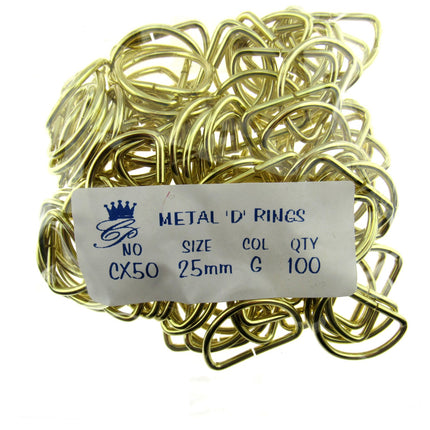 D Rings Metal Loops Buckles Gold & Silver Webbing Bag Straps 12mm / 19mm / 25mm - ThreadandTrimmings