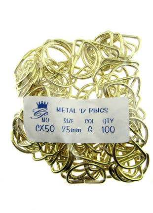 D Rings Metal Loops Buckles Gold & Silver Webbing Bag Straps 12mm / 19mm / 25mm - ThreadandTrimmings