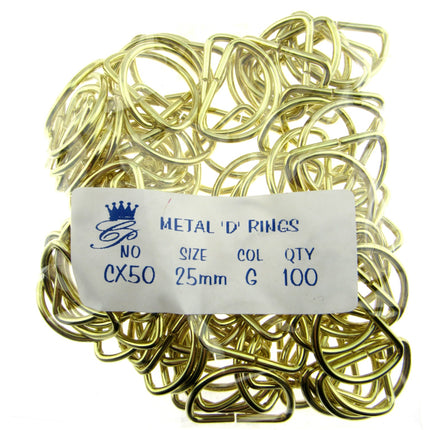D Rings Metal Loops Buckles Gold & Silver Webbing Bag Straps 12mm / 19mm / 25mm - ThreadandTrimmings