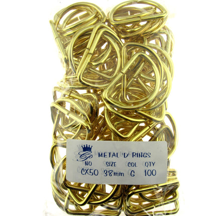 D Rings Metal Loops Buckles Gold & Silver Webbing Bag Straps 12mm / 19mm / 25mm - ThreadandTrimmings