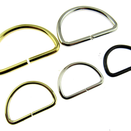 D Rings Metal Loops Buckles Gold & Silver Webbing Bag Straps 12mm / 19mm / 25mm - ThreadandTrimmings