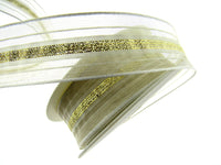 2m x 25mm Wired Ivory Lurex Ribbon