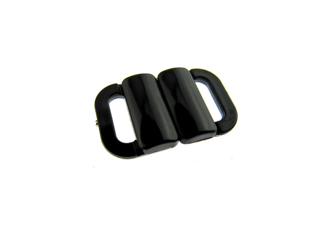 Bikini Clips Bra Fasteners Two Bar Rectangle Shape - 10mm - Black or White - ThreadandTrimmings