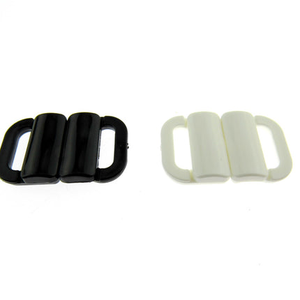 Bikini Clips Bra Fasteners Two Bar Rectangle Shape - 10mm - Black or White - ThreadandTrimmings