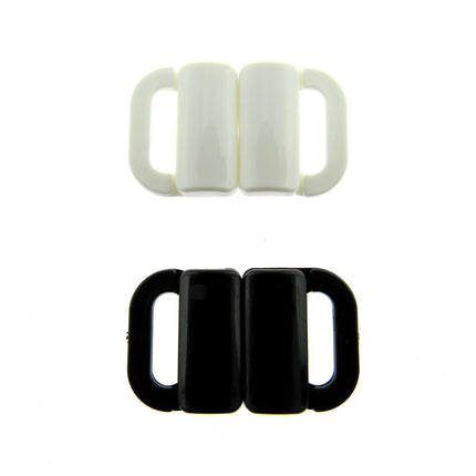 Bikini Clips Bra Fasteners Two Bar Rectangle Shape - 10mm - Black or White - ThreadandTrimmings