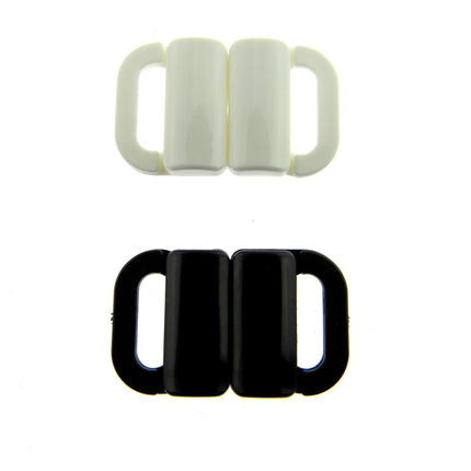 Bikini Clips Bra Fasteners Two Bar Rectangle Shape - 10mm - Black or White - ThreadandTrimmings