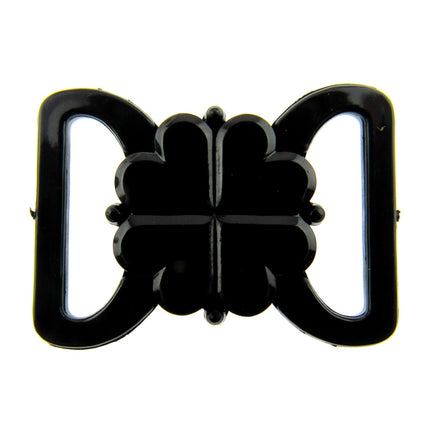 Black Bikini Clips Bra Fasteners - Black Clover Leaf Shape 8mm, 10mm, 13mm, 19mm - ThreadandTrimmings
