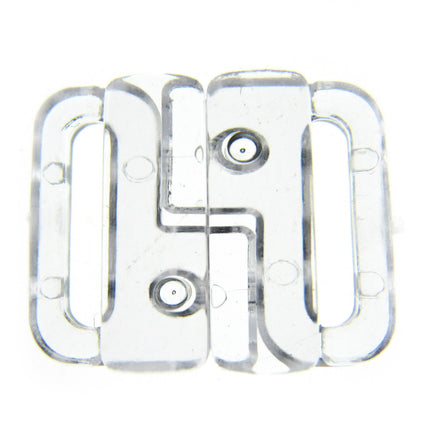 Clear Bikini Clips Bra Fasteners Crystal Two Bars Fasteners - 13mm / 19mm - ThreadandTrimmings