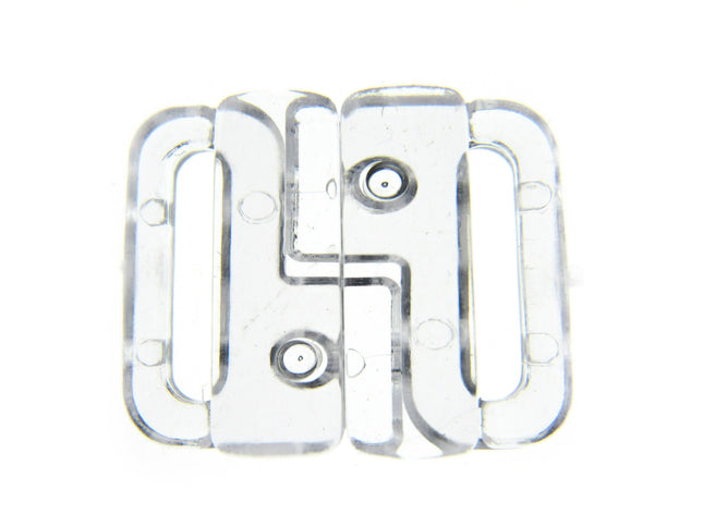 Clear Bikini Clips Bra Fasteners Crystal Two Bars Fasteners - 13mm / 19mm - ThreadandTrimmings