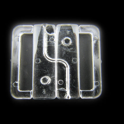 Clear Bikini Clips Bra Fasteners Crystal Two Bars Fasteners - 13mm / 19mm - ThreadandTrimmings