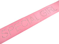 Pink Satin Ribbon with "Special Girl" Message in Daimante Print - 1m Length 40mm