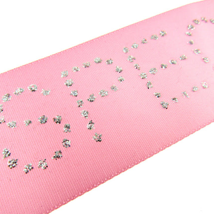 Pink Satin Ribbon with "Special Girl" Message in Daimante Print - 1m Length 40mm