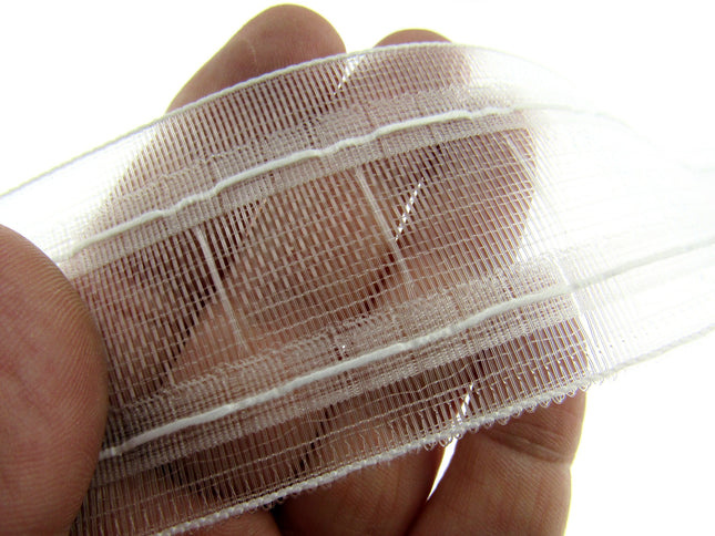 Net Curtain Pleat Tape Translucent Pencil Pleat 50mm 2 Inch Wide Voiles NT006 - ThreadandTrimmings