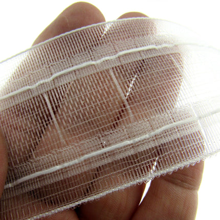 Net Curtain Pleat Tape Translucent Pencil Pleat 50mm 2 Inch Wide 50m Whole Roll - ThreadandTrimmings