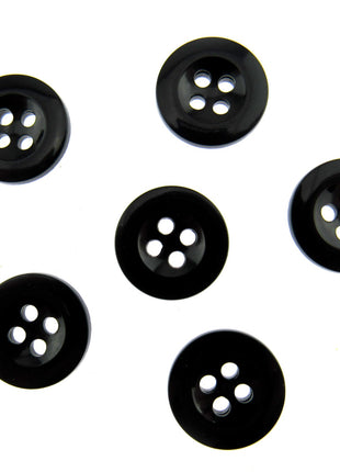 Trouser Buttons Round Black Four Hole Trouser Buttons 18mm (CM101) - ThreadandTrimmings