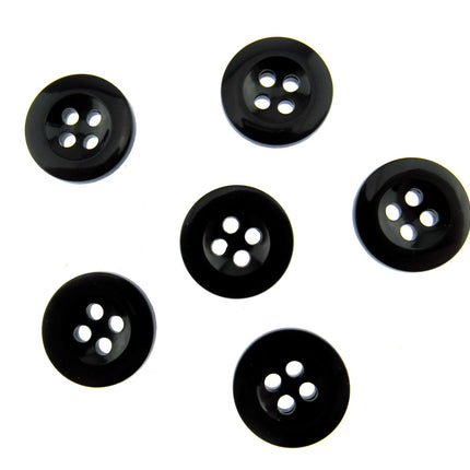 Trouser Buttons Round Black Four Hole Trouser Buttons 18mm (CM101) - ThreadandTrimmings